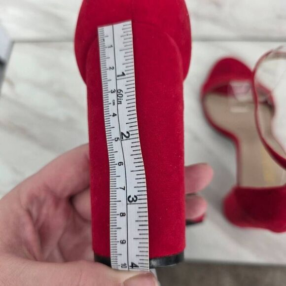 DREAM PAIRS Women's Platform Chunky Block Heels Ankle‎ Strap Red SIZE 9.5 - Picture 5 of 6